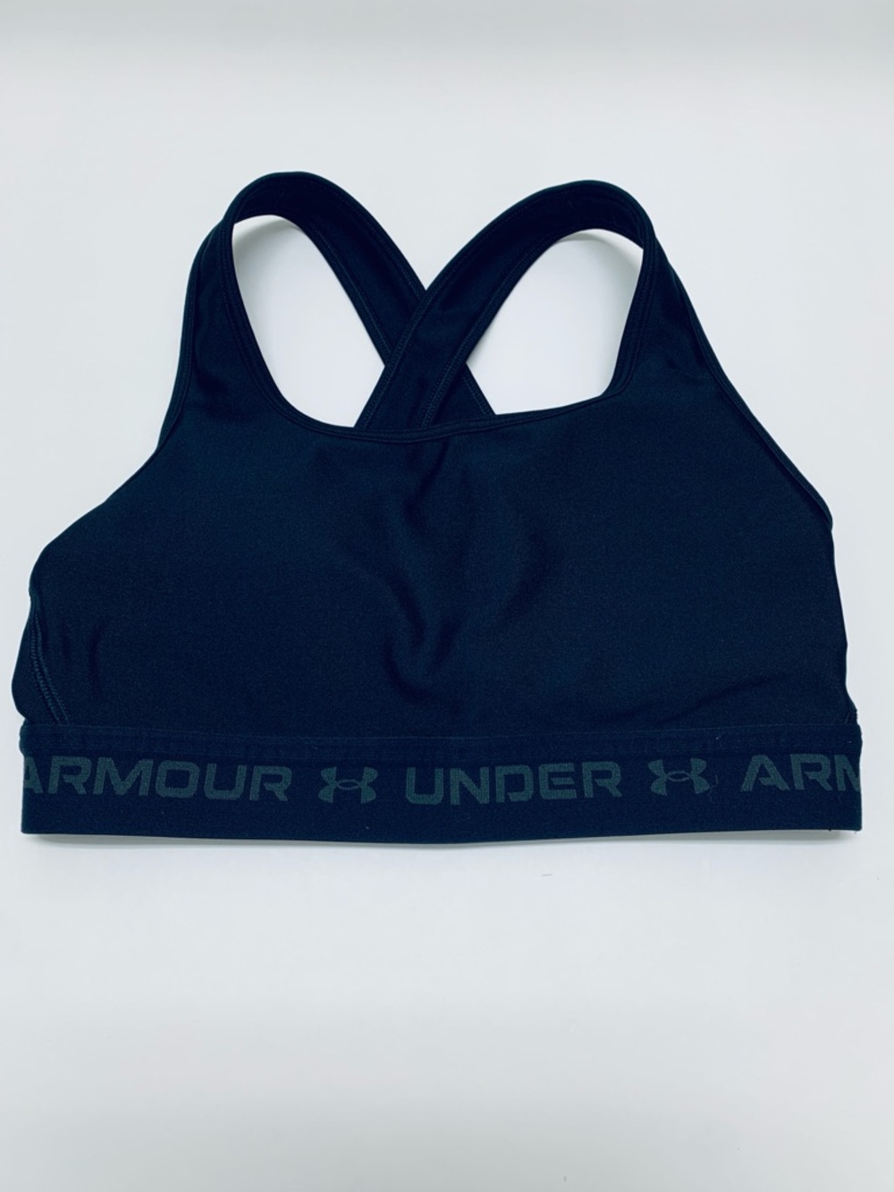 UNDER ARMOUR Women’s Black Compression Crossback Pullover Logo Sports Bra Small